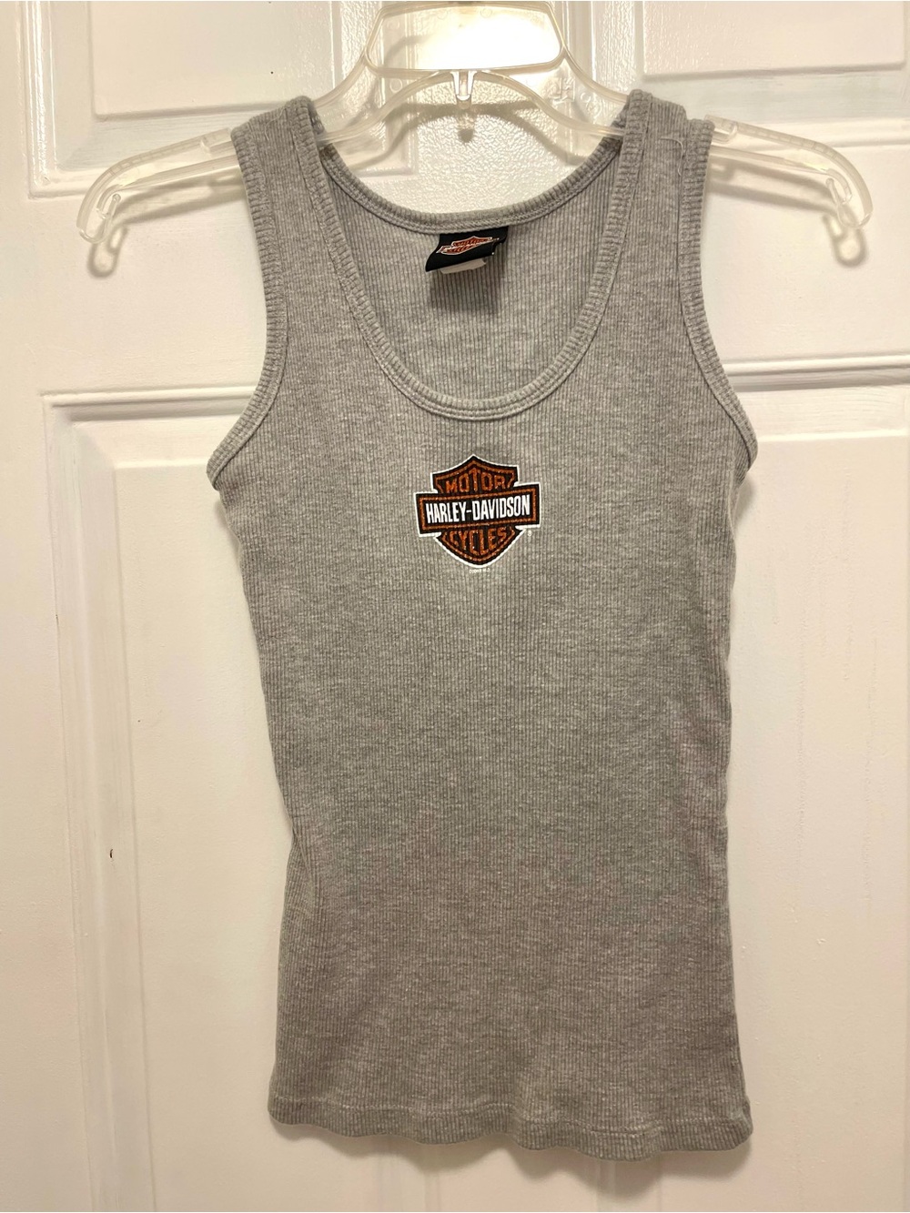 Harley-Davidson Gray Tank Top with Orange Logo Text